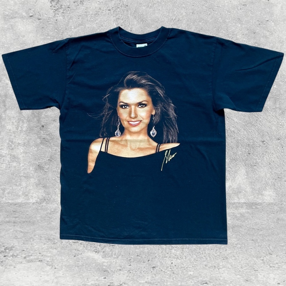 Vtg 2003 Shania Twain Up Tour Tee Big Face Rap Style M 19.5x25.5 Anvil